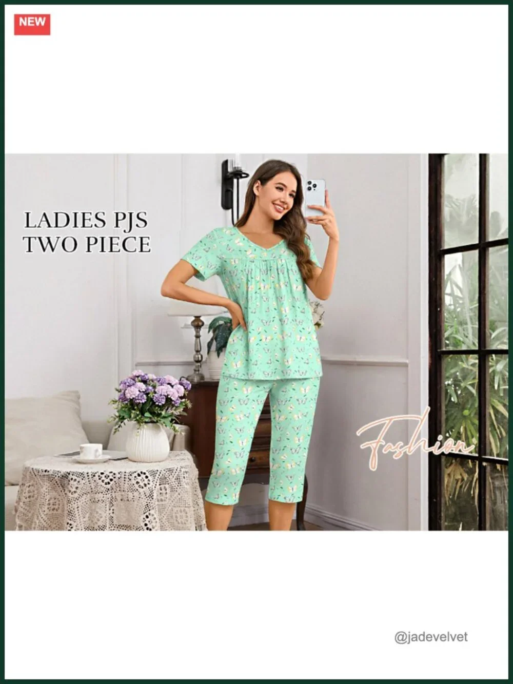 Womens Capri Pajama Sets 2 Piece Summer Loungewear Pjs with Pockets V-Neck